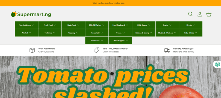 Supermart.ng online grocery shop delivery website.