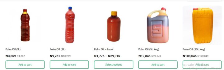 price of 25 Litres of Palm Oil Today